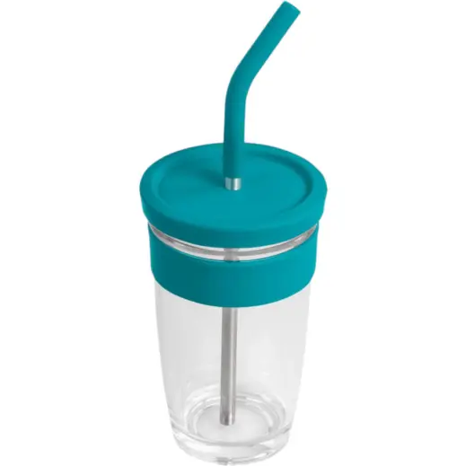 Kooshty Slurp Glass Kup & Straw Turquoise